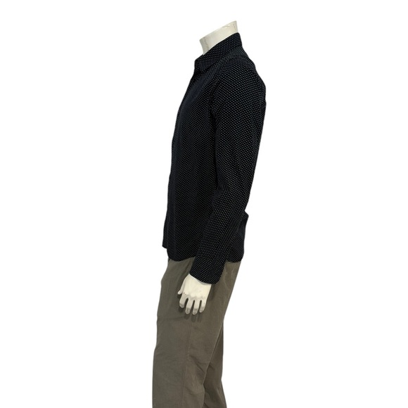 Agnes B. Homme Paris Mens Black Polka Dot Button Shirt - Picture 2 of 5